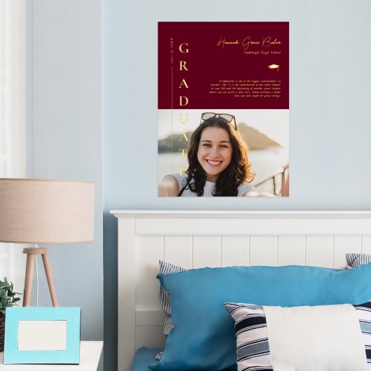 ブルゴーニュ |卒業式シンプルの写真と引用文 箔ポスター (インサイチュ (寝室))