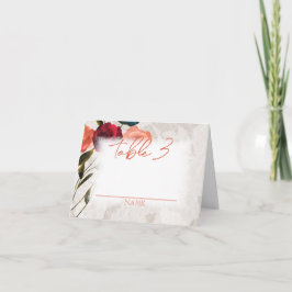 ブルゴーニュ、桃のバラ結婚のテーブル名 ノートカード