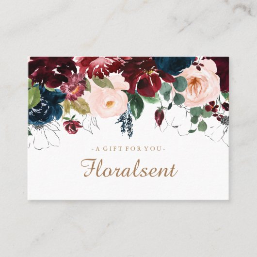 ブルゴーニュ、海軍、ピンクフローラギフト券 割引カード (正面)