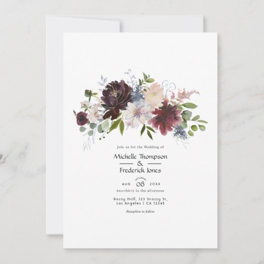 ブルゴーニュ、海軍、赤面フローラ結婚ズ 招待状 (正面)