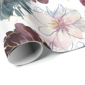 ブルゴーニュ、海軍、赤面フローラ ラッピングペーパー (ロールコーナー)