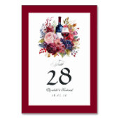 ブルゴーニュ、海軍、赤面ワインの試飲結婚料 テーブルナンバー (裏面)