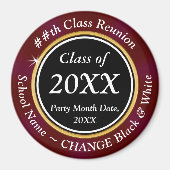 ブルゴーニュ、白黒、クラス懇親会の好意 マグネット (正面)