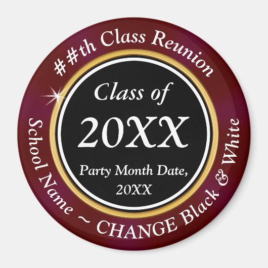 ブルゴーニュ、白黒、クラス懇親会の好意 マグネット (正面)