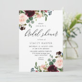 ブルゴーニュ&赤面ウォーターカラーエレガントブライダルシャワー 招待状 (スタンド正面)