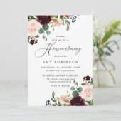 ブルゴーニュ&赤面ウォーター色引っ越し祝いパーティーパーティー 招待状 (スタンド正面)