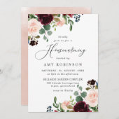 ブルゴーニュ&赤面ウォーター色引っ越し祝いパーティーパーティー 招待状 (正面/裏面)