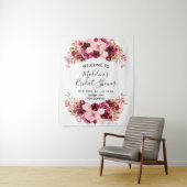 ブルゴーニュ&赤面ピンクフローラブライダルシャワー歓迎 タペストリー (インサイチュ)