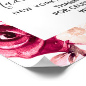 ブルゴーニュ&赤面ピンクフローラ結婚のウェルカムサイン ポスター (角)