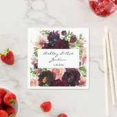 ブルゴーニュ&赤面ピンクフローラ スタンダードカクテルナプキン (インサイチュ)