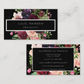 ブルゴーニュ&赤面ピンクフローラ – ブラック2 名刺 (正面/裏面)