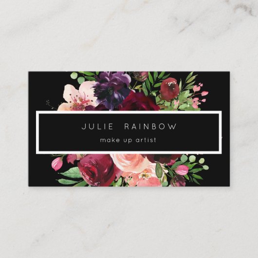 ブルゴーニュ&赤面ピンクフローラ – ブラック2 名刺 (正面)