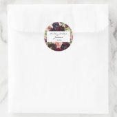 ブルゴーニュ&赤面ピンクフローラ&名前 ラウンドシール (バッグ)