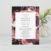 ブルゴーニュ&赤面ピンク8B結婚のセレモニープログラムB 招待状 (スタンド正面)