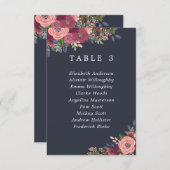 ブルゴーニュ&赤面フラワーズテーブルプランカード 招待状 (正面/裏面)