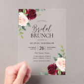 ブルゴーニュ&赤面フラワーズブライダルシャワーブランチ アクリル招待状 (インサイチュ (ポータブル))