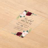 ブルゴーニュ&赤面フラワーズブライダルシャワーブランチ アクリル招待状 (レイダウン)