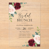 ブルゴーニュ&赤面フラワーズブライダルシャワーブランチ アクリル招待状 (正面)