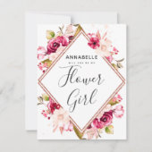 ブルゴーニュ&赤面フローラは私の花の女の子 招待状 (正面)