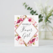 ブルゴーニュ&赤面フローラは私の花の女の子 招待状 (スタンド正面)