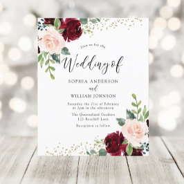 ブルゴーニュ&赤面フローラ予算結婚式招待状