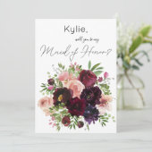 ブルゴーニュ&赤面フローラ私のメイド・オブ・オーナー（花嫁付き添い人）?写真 招待状 (スタンド正面)