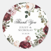 ブルゴーニュ&赤面フローラ結婚式の引き出物 ラウンドシール (正面)