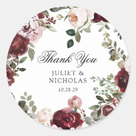 ブルゴーニュ&赤面フローラ結婚式の引き出物 ラウンドシール