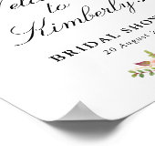 ブルゴーニュ&赤面ブライダルシャワーウェルカムサイン ポスター (角)