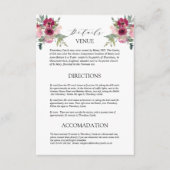 ブルゴーニュ&赤面ブーケ結婚の詳細囲い エンクロージャーカード (正面)