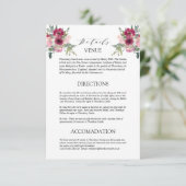 ブルゴーニュ&赤面ブーケ結婚の詳細囲い エンクロージャーカード (スタンド正面)