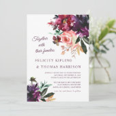 ブルゴーニュ&赤面ボホフローラボタニカル結婚ズ 招待状 (スタンド正面)