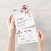 ブルゴーニュ&赤面ロマンチック結婚フローラ オールインワン招待状 (貼ってはがせる)