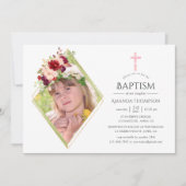 ブルゴーニュ&赤面幾何学洗礼または《キリスト教》洗礼式や命名式 招待状 (正面)