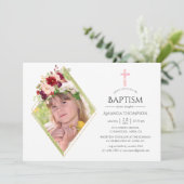 ブルゴーニュ&赤面幾何学洗礼または《キリスト教》洗礼式や命名式 招待状 (スタンド正面)