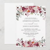 ブルゴーニュ&赤面牡丹バラフローラ結婚ズ 招待状 (正面/裏面)