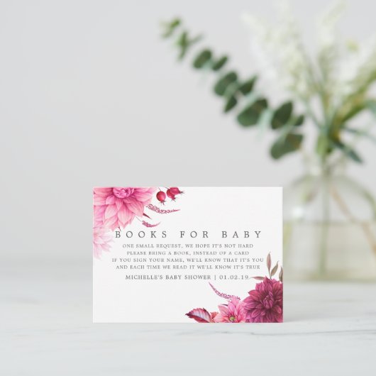 ブルゴーニュ&赤面秋の赤ちゃんシャワー予約リクエスト エンクロージャーカード (スタンド正面)