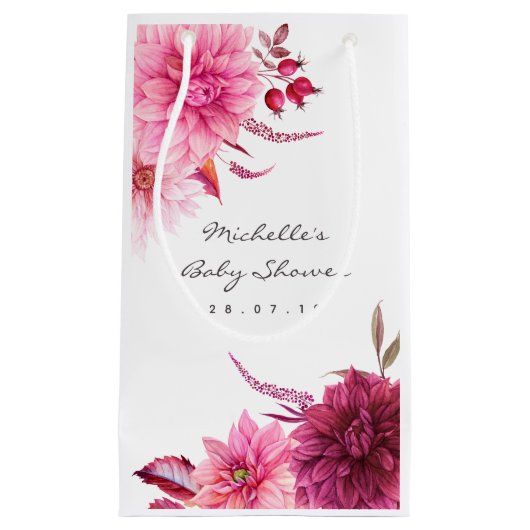 ブルゴーニュ&赤面秋ベビーシャワーゲストサンキュー スモールペーパーバッグ (正面)