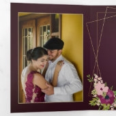 ブルゴーニュ&赤面花結婚幾何学模様 三つ折り招待状 (内部最初)