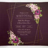 ブルゴーニュ&赤面花結婚幾何学模様 三つ折り招待状 (内部中)