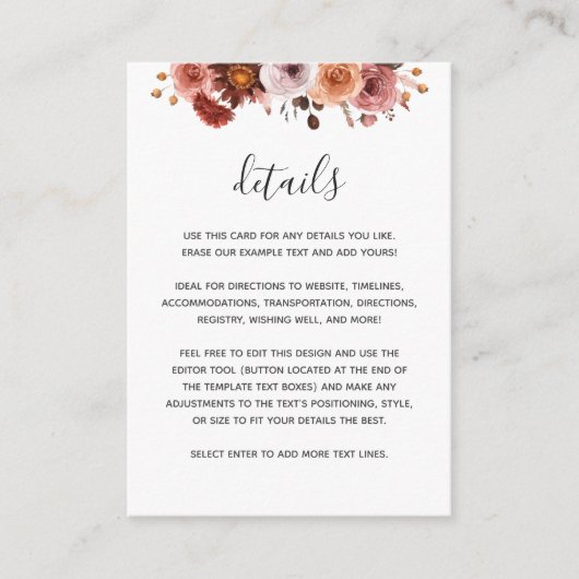 ブルゴーニュ，赤面，ほこりっぽいバラフローラ結婚の詳細 エンクロージャーカード (正面)