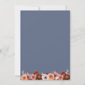 ブルゴーニュ、赤面、ブルーフローラ結婚ズ 招待状 (裏面)