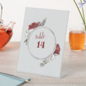 ブルゴーニュ、赤面、ホワイトローズ結婚のテーブル番号 台座サイン (インサイチュ)