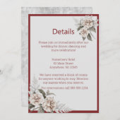 ブルゴーニュ、赤面、ホワイトローズ結婚ズの詳細 招待状 (正面/裏面)