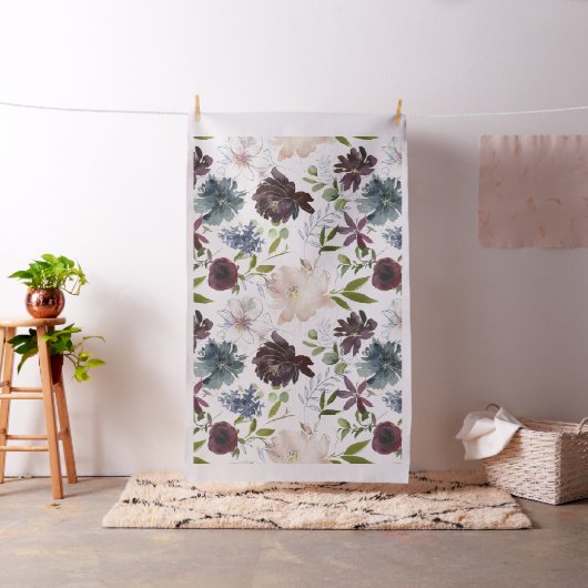 ブルゴーニュ、赤面、海軍フローラ ファブリック (インサイチュ)