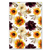 ブルゴーニュ&金ゴールドひまわり結婚式招待状 テーブルナンバー (裏面)