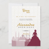 ブルゴーニュ&金ゴールドアラビアンキンセニェラ写真 招待状 (正面)