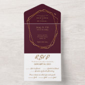 ブルゴーニュ&金ゴールドオールインワン結婚式招待状 オールインワン招待状 (内側)