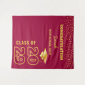 ブルゴーニュ&金ゴールドカスタム卒業パーティーの背景 タペストリー (正面(横))