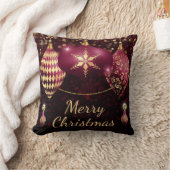 ブルゴーニュ&金ゴールドグリッタークリスマスボーブル クッション (ブランケット)